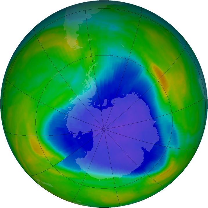 Antarctic ozone map for 30 September 1985
